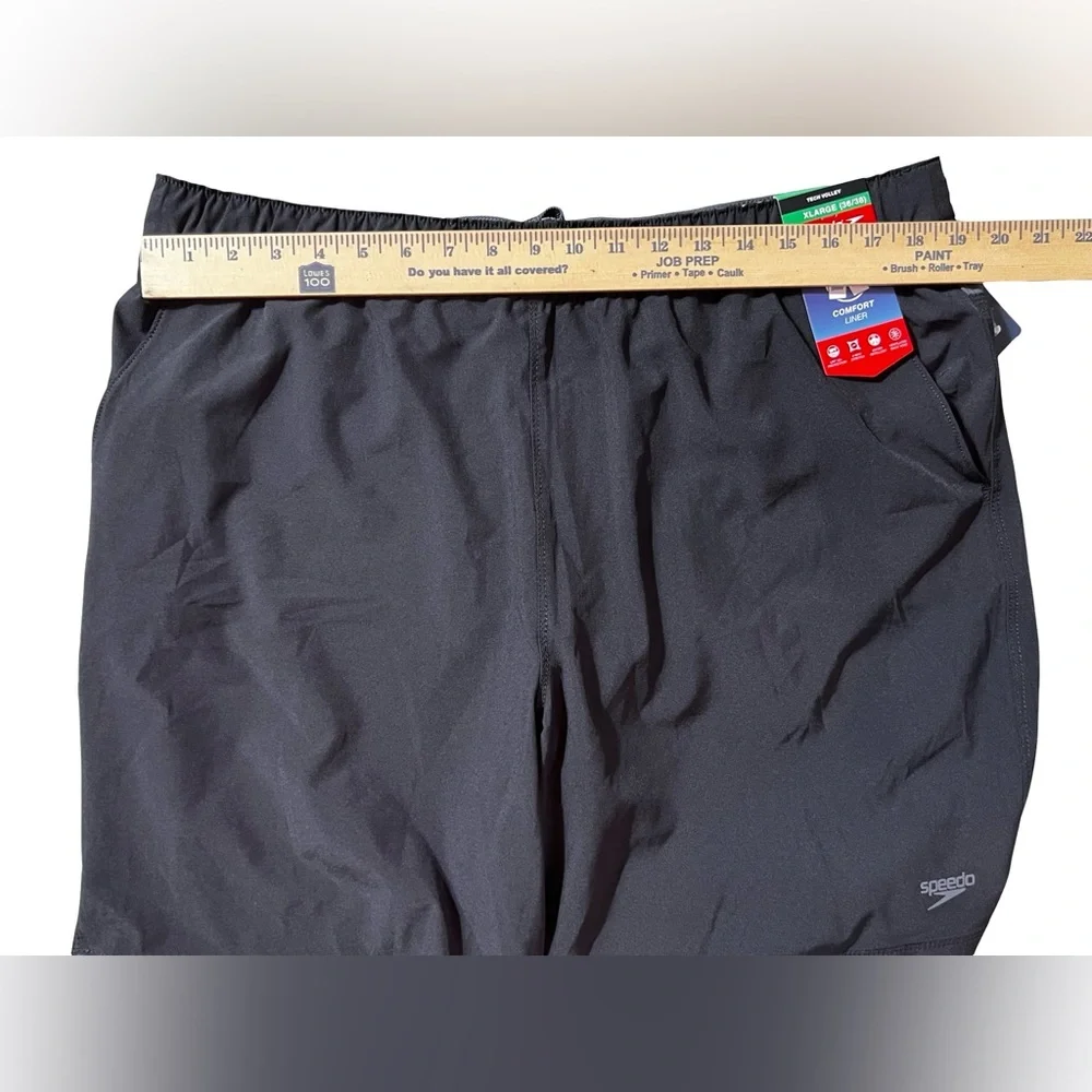 Speedo Tech Volley black Swim Trunks men’s XL 36-38 4-Way Stretch‎ Comfort Liner